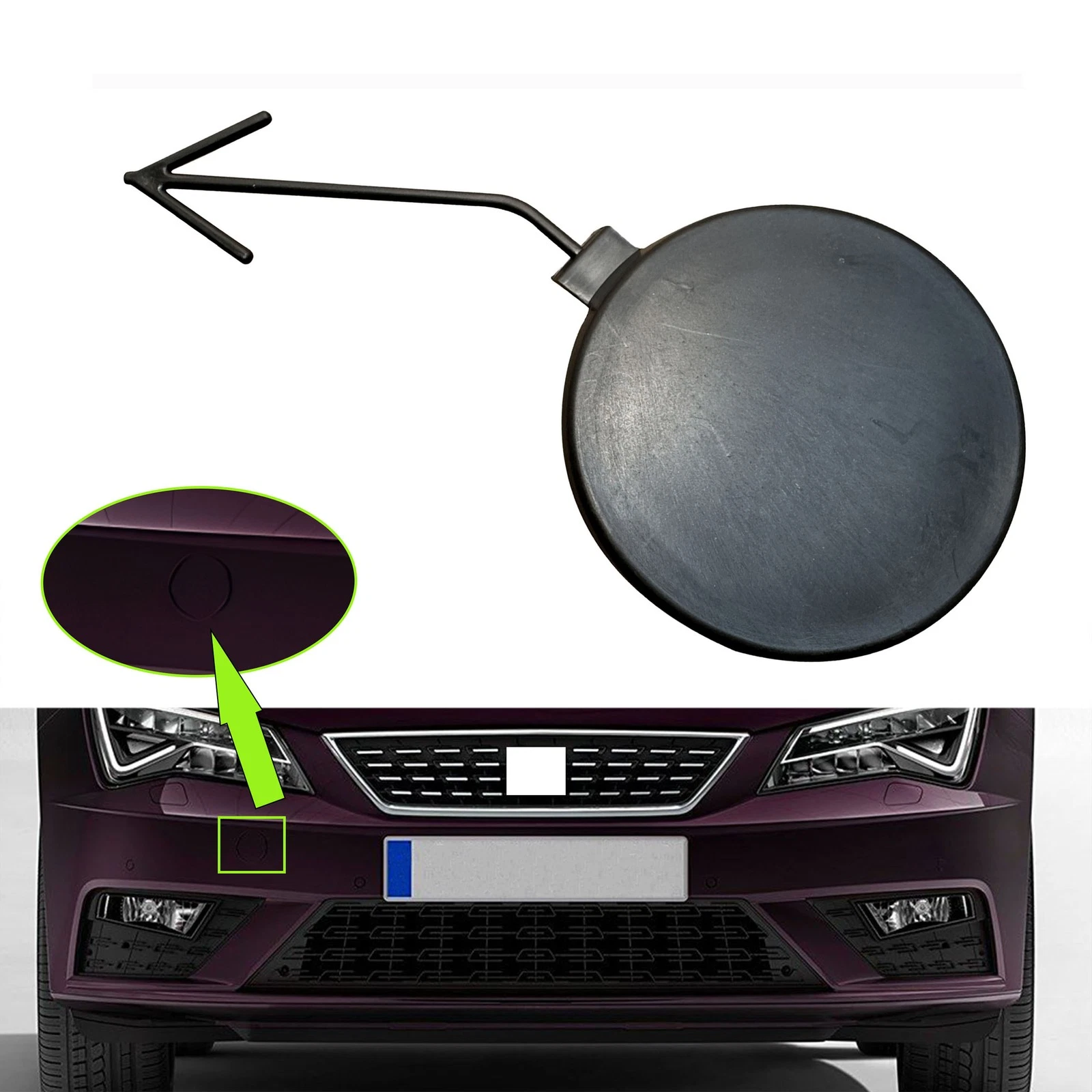 Front Bumper Tow Eye Hook Cover Cap For Seat Leon 2013-2020 5F0807241C